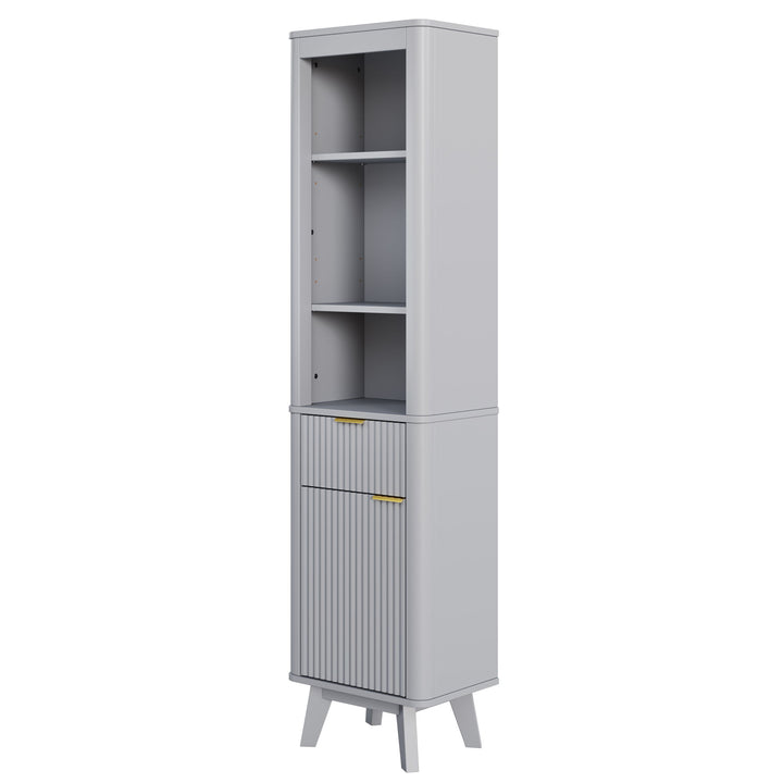 Tall Bathroom Storage Cabinet With Adjustable Shelves And 1 Drawer & Door