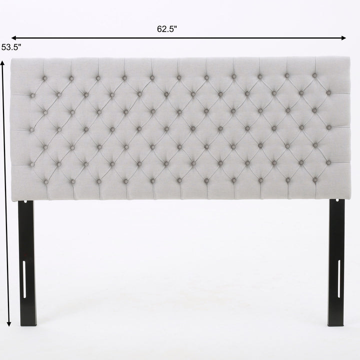 Queen Size Headboard With Button Tufting - Light Gray