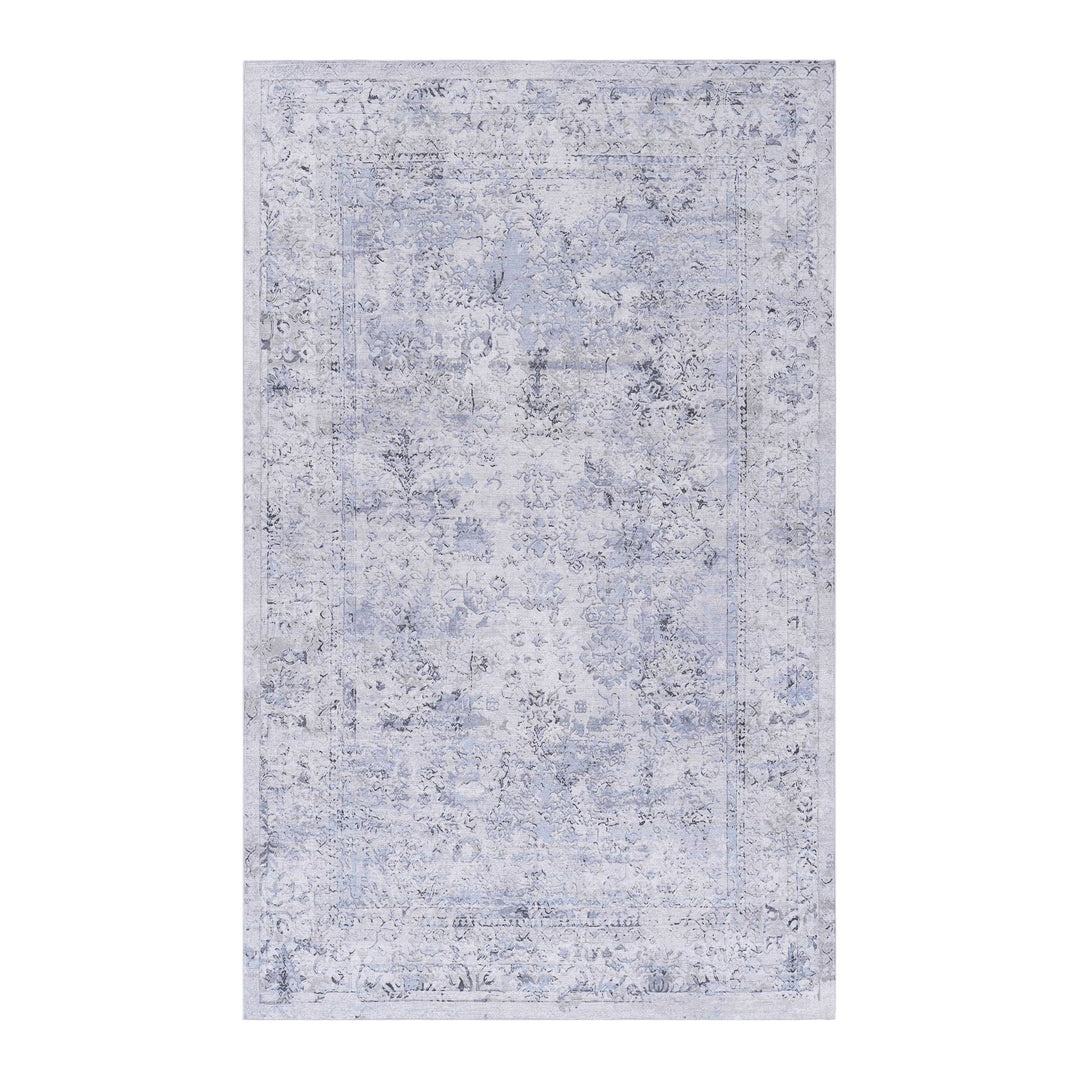 Maval - 8' X 10' Washable Area Rug - Blue / Cream