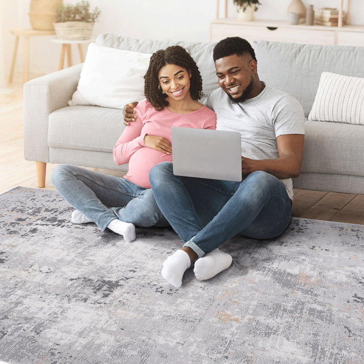 Marfi - 8' X 10' Abstract Area Rug - Gray / Multi