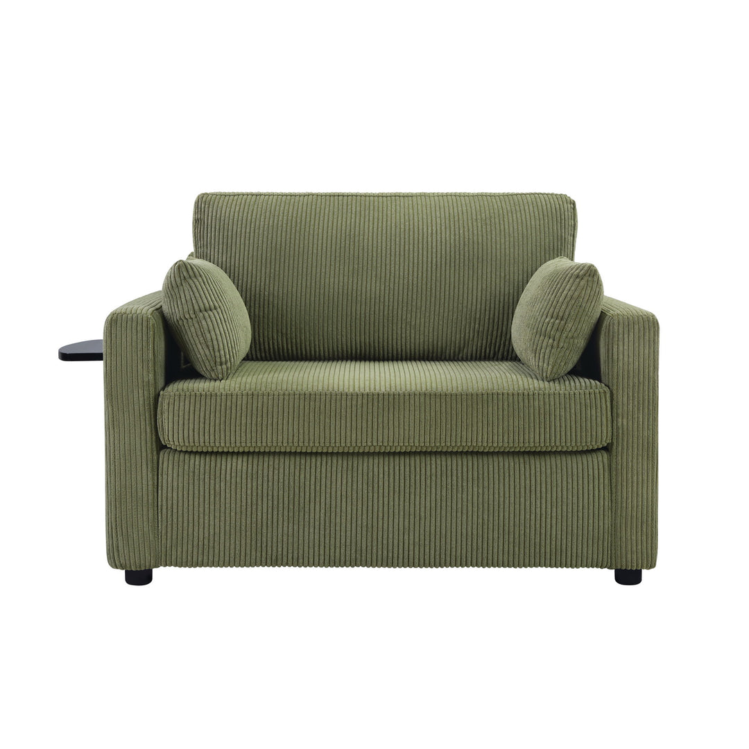 Sleeper Sofa With Foldable Mattress, USB Ports, Side Table & Storage Pocket