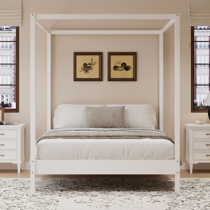 Canopy Bed Frame 4 Poster Platform Bed With Slats Support, No Box Spring Needed
