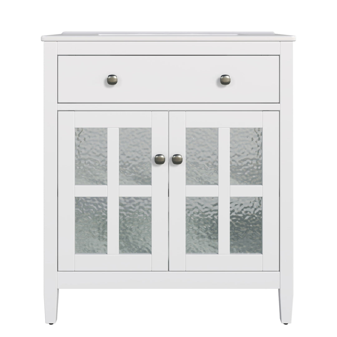Bathroom Vanity With Ceramic Sink, Adjustable Shelf & Tip Out Tray