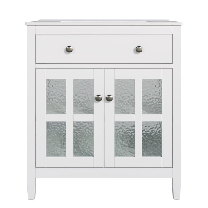 Bathroom Vanity With Ceramic Sink, Adjustable Shelf & Tip Out Tray