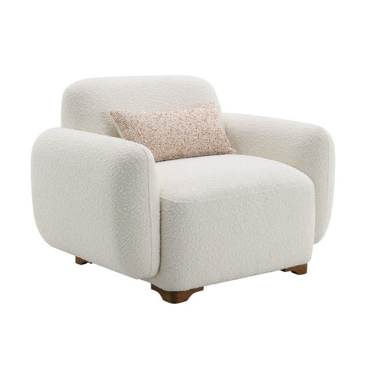 Darius - Boucle Accent Chair With 1 Toss Pillow - Beige
