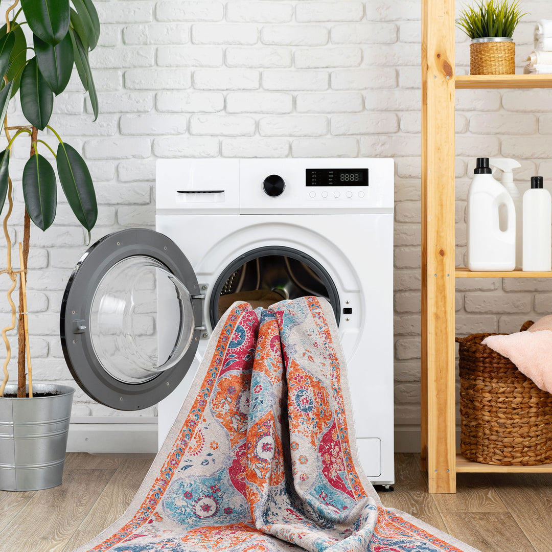 Maval - 6' X 9' Washable Area Rug - Cream