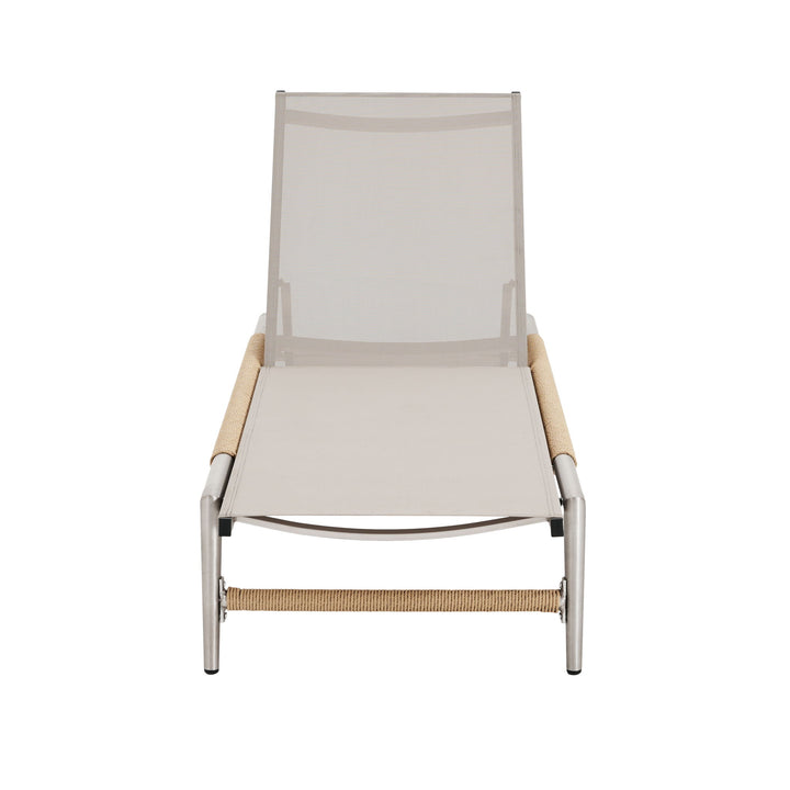 Hargrove - Outdoor Patio Aluminun Chaise Lounge, Outdoor Mesh Seat - Natural / Silver