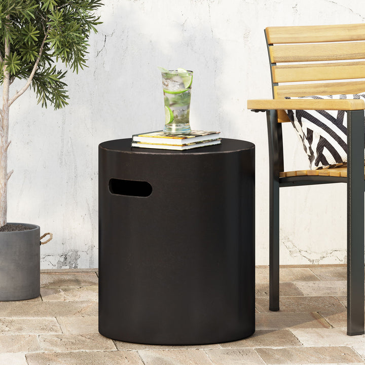 Outdoor End Table With Cutout Handle - Copper