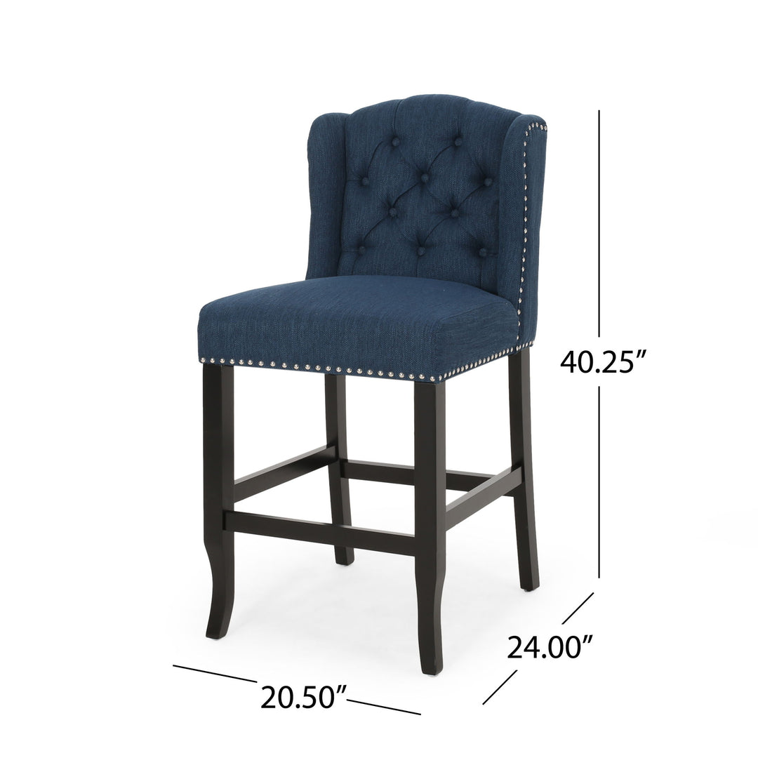 Vienna - Fabric Tufted Counter Stool With Nailhead Accents (Set of 2)