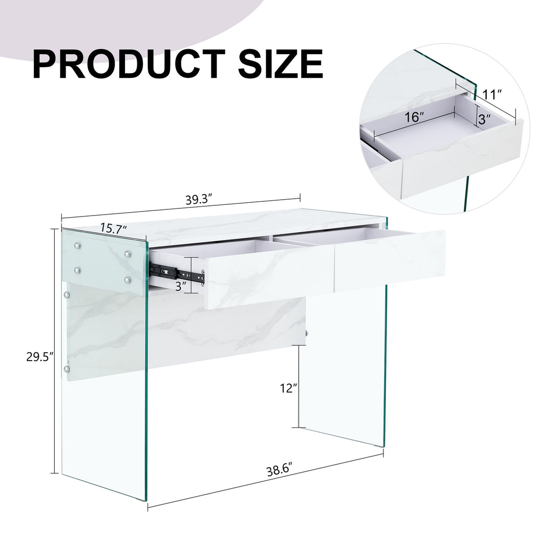 Environmental Protection Minimalist Dresser, Desk, Desktop Computer Desk, With Double Drawer Storage Space, Simple Home, Perfect For Various Styles - White