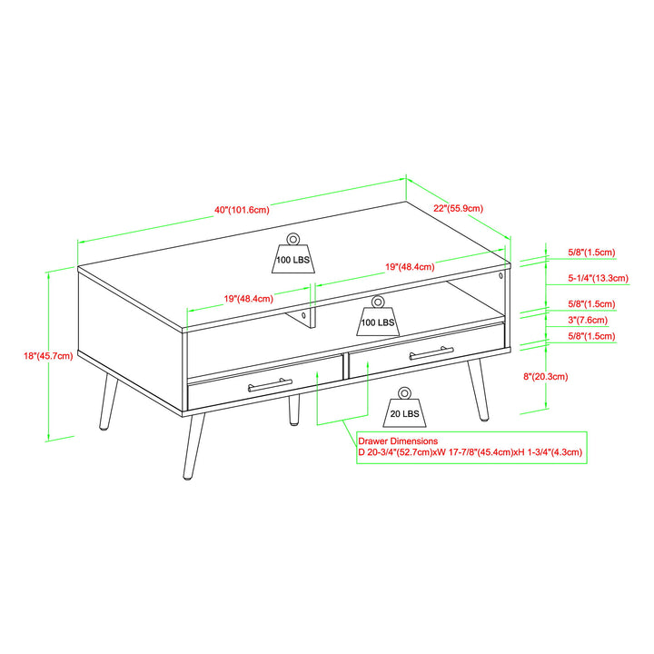 Contemporary 2 Drawer Low Coffee Table
