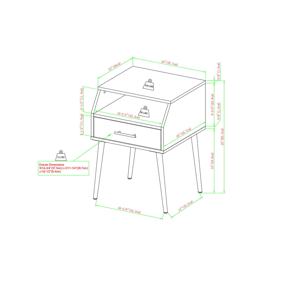 Contemporary Angled Nightstand - Slate Gray