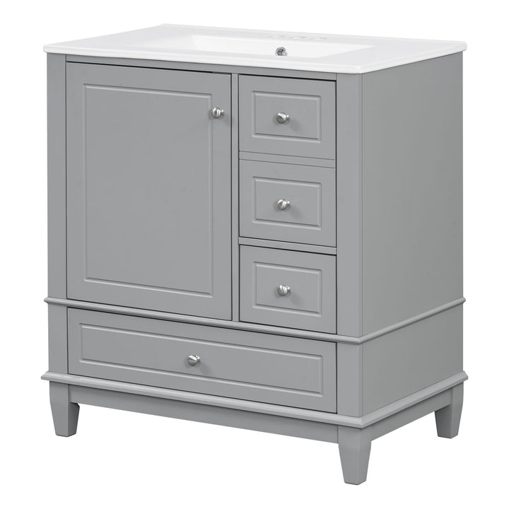 Freestanding Bathroom Vanity With Sink, Soft Close Door, 3 Drawers