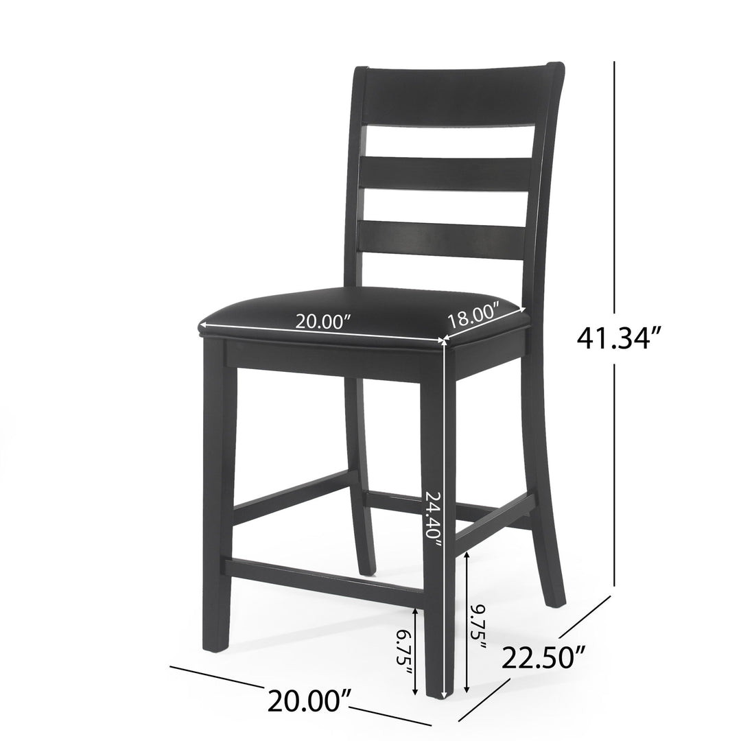 Farmhouse Upholstered Wood Counter Stools