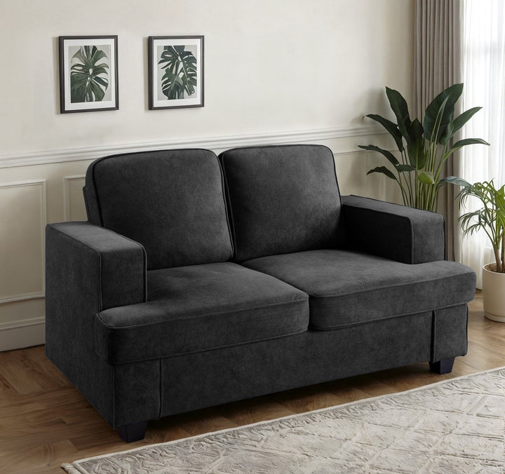 Modern Loveseat, Comfortable 2 Seater Couch With Deep Seating, Loose Back Cushions, Wide Arms