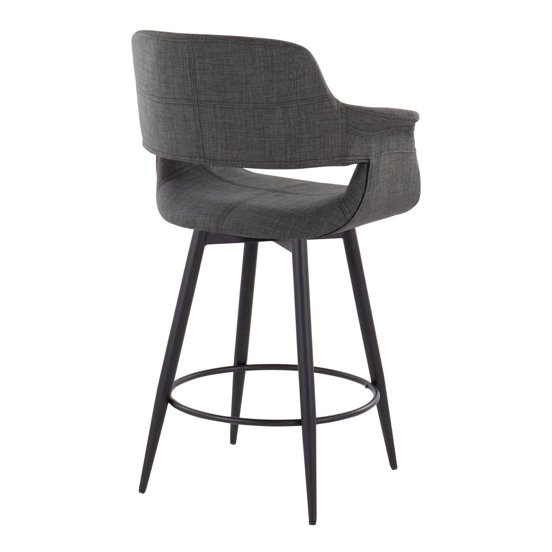 Vintage Flair - Mid Century Modern Fixed Height Counter Stool With Swivel With Round Footrest (Set of 2)