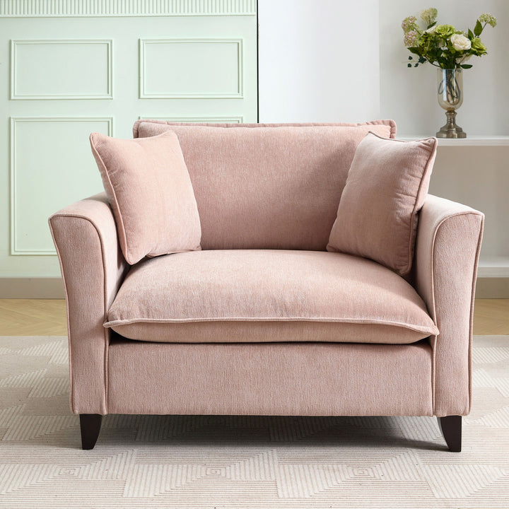 Oversized Armchair, Chenille Fabric, Comfy Chair And A Half Single Sofa With Pillow For Living Room