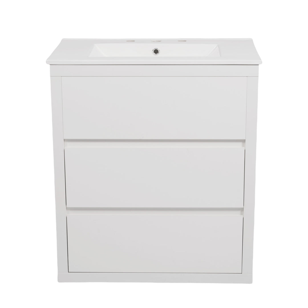 Double Sinks Bathroom Vanity Set With 2 Ceramic Basins