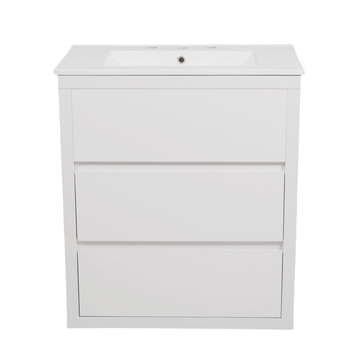 Double Sinks Bathroom Vanity Set With 2 Ceramic Basins