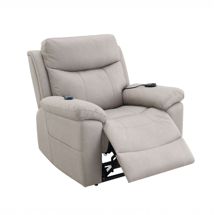 Chriki - Power Motion Recliner With Lift Heating Massage Chair - Beige