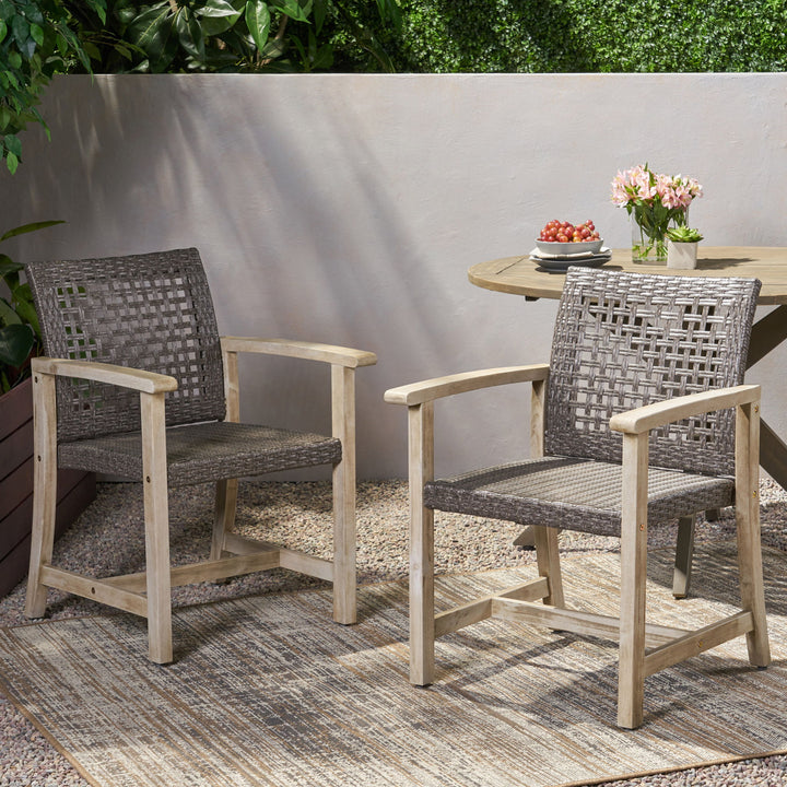 Outdoor Dining Chair Acacia Wood Frame (Set of 2)