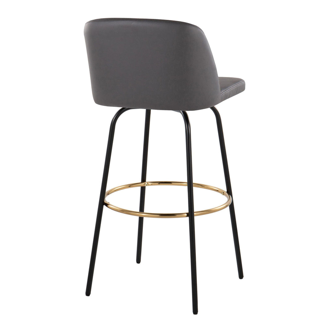 Toriano - Contemporary Fixed Height, Barstool With Swivel & Round Footrest (Set of 2)