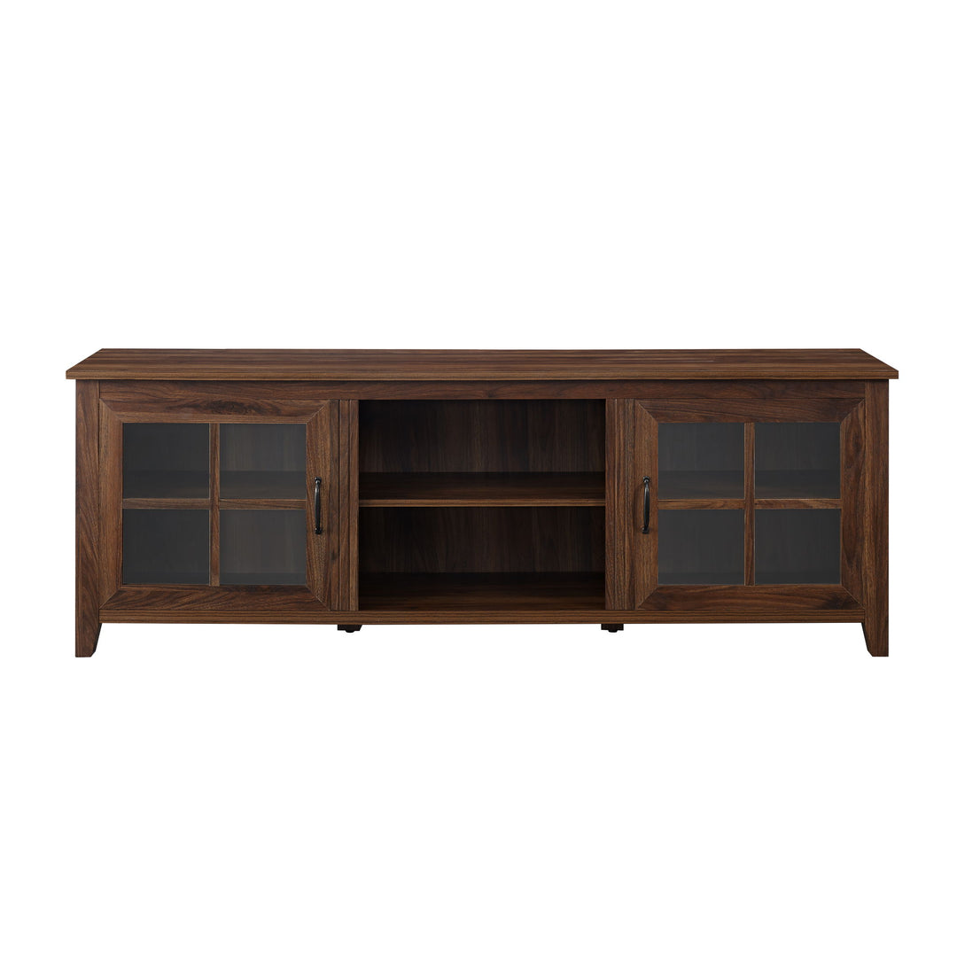 Modern Farmhouse 2 Door Glass Windowpane 70" TV Stand For 80" TVs