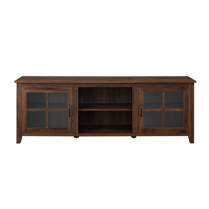 Modern Farmhouse 2 Door Glass Windowpane 70" TV Stand For 80" TVs