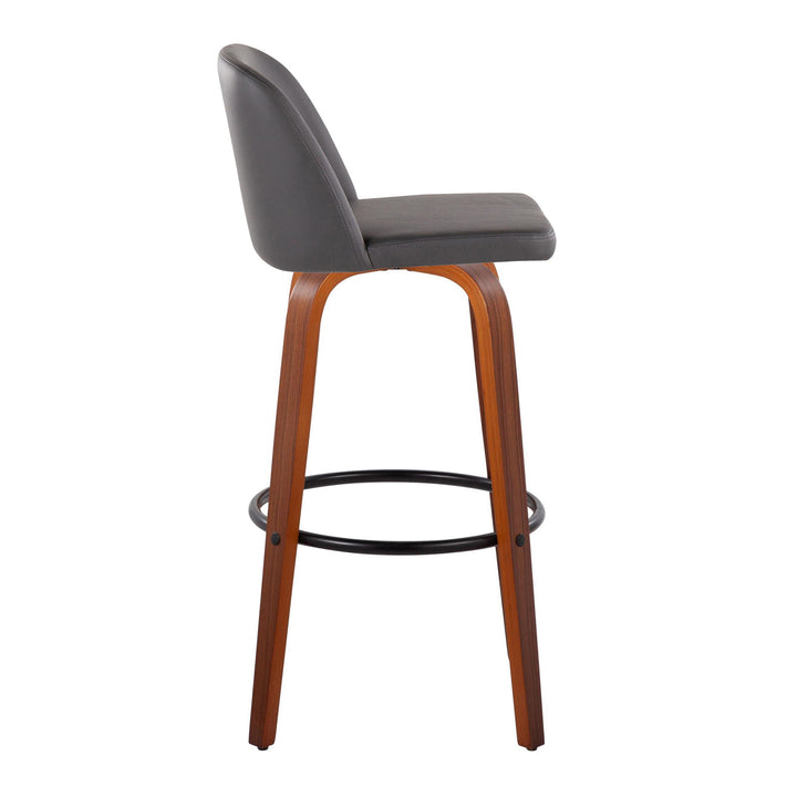 Toriano - Mid Century Modern Fixed Height Barstool Swivel And Round Footrest (Set of 2)