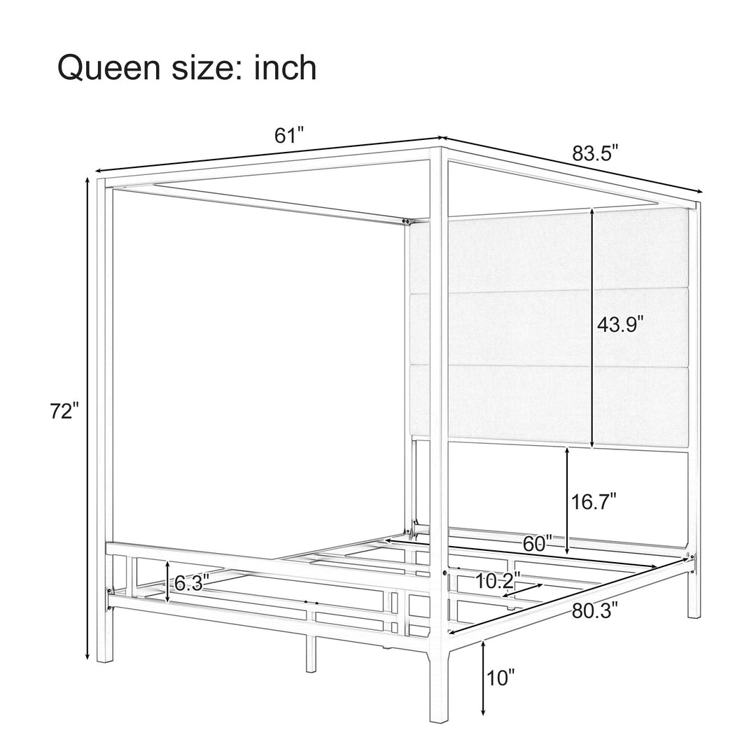 Modern Canopy Bed With Tall Upholstered Headboard