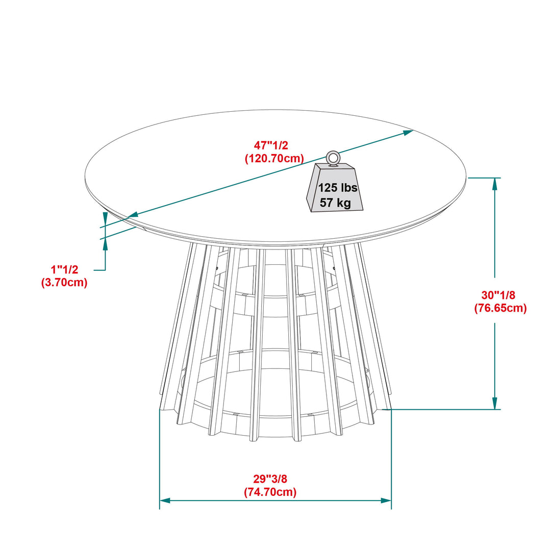Round Dining Table With Pedestal Base - Brown
