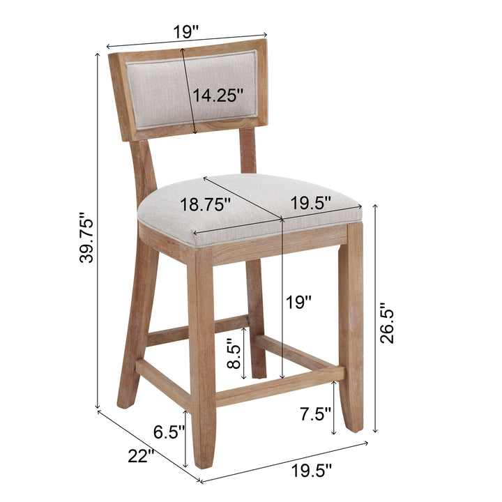 Upholstered Counter Height Bar Stools With Comfy Back (Set of 2)