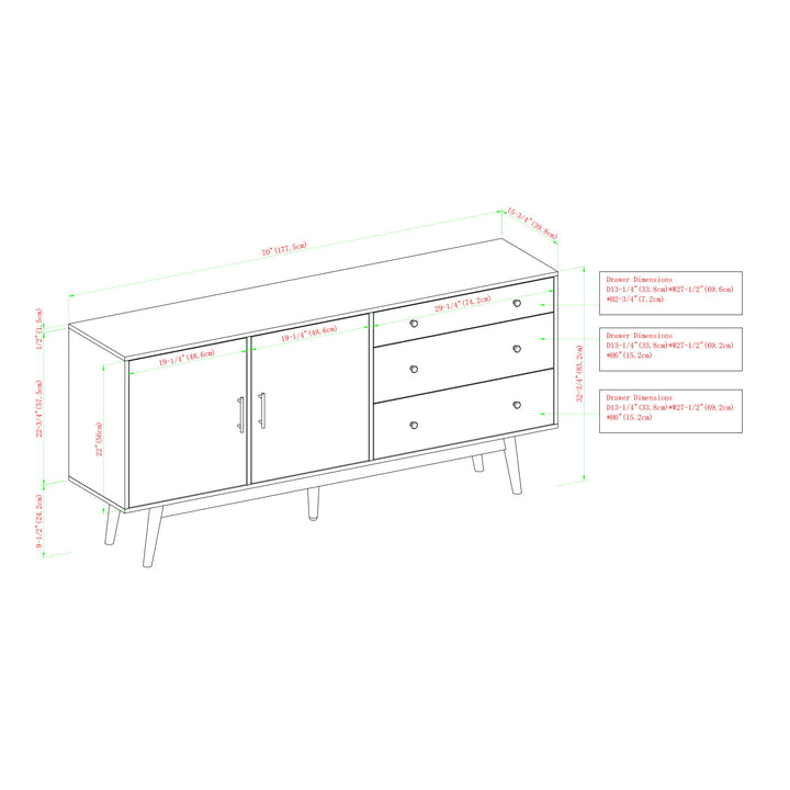 Mid-Century Modern Minimalist 2 Door Sideboard