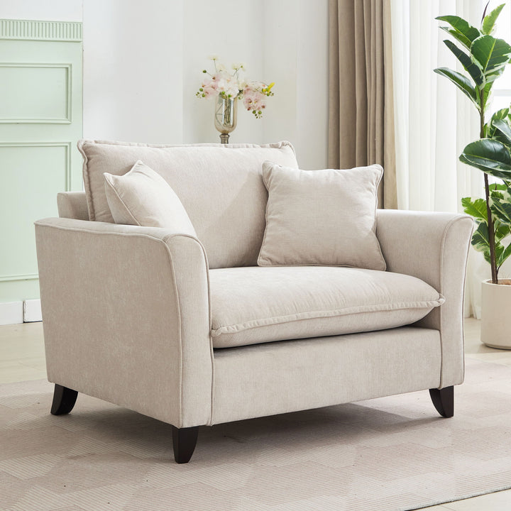 Oversized Armchair, Chenille Fabric, Comfy Chair And A Half Single Sofa With Pillow For Living Room