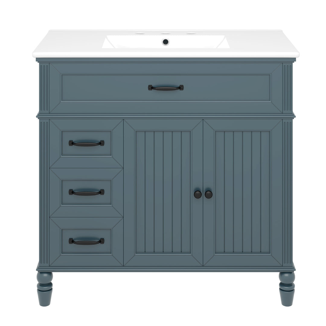 Bathroom Vanity With Sink, 2 Doors 2 Drawers, Freestanding Design