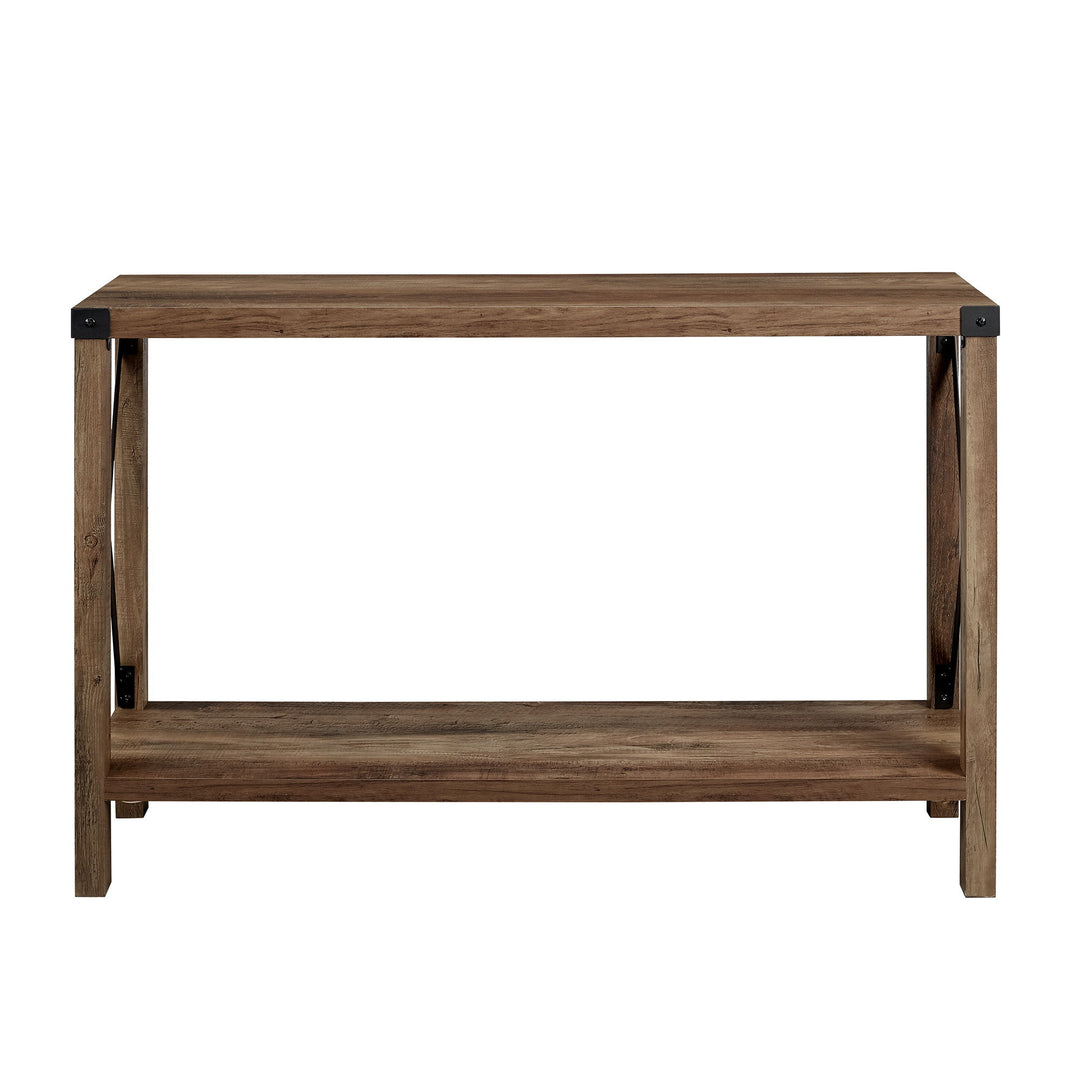 Farmhouse Metal X Table With Lower Shelf