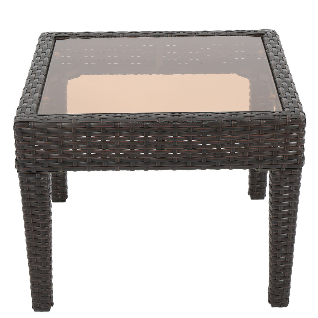 Nebulosity - Outdoor Accent Table With Square Glass Top - Brown Multi