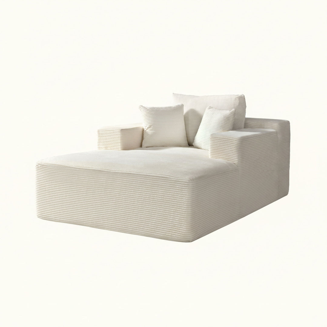 Convertible Chaise Lounge Chair With Wide Armrest & Throw Pillows