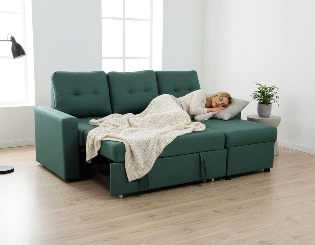 Convertible L Shaped Sectional Sleeper Sofa Bed, Saving Pull Out Couch