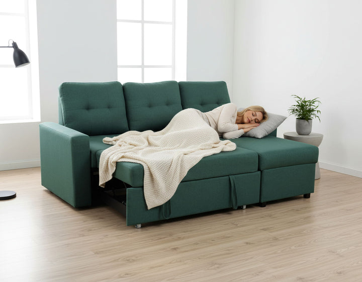 Convertible L Shaped Sectional Sleeper Sofa Bed, Saving Pull Out Couch