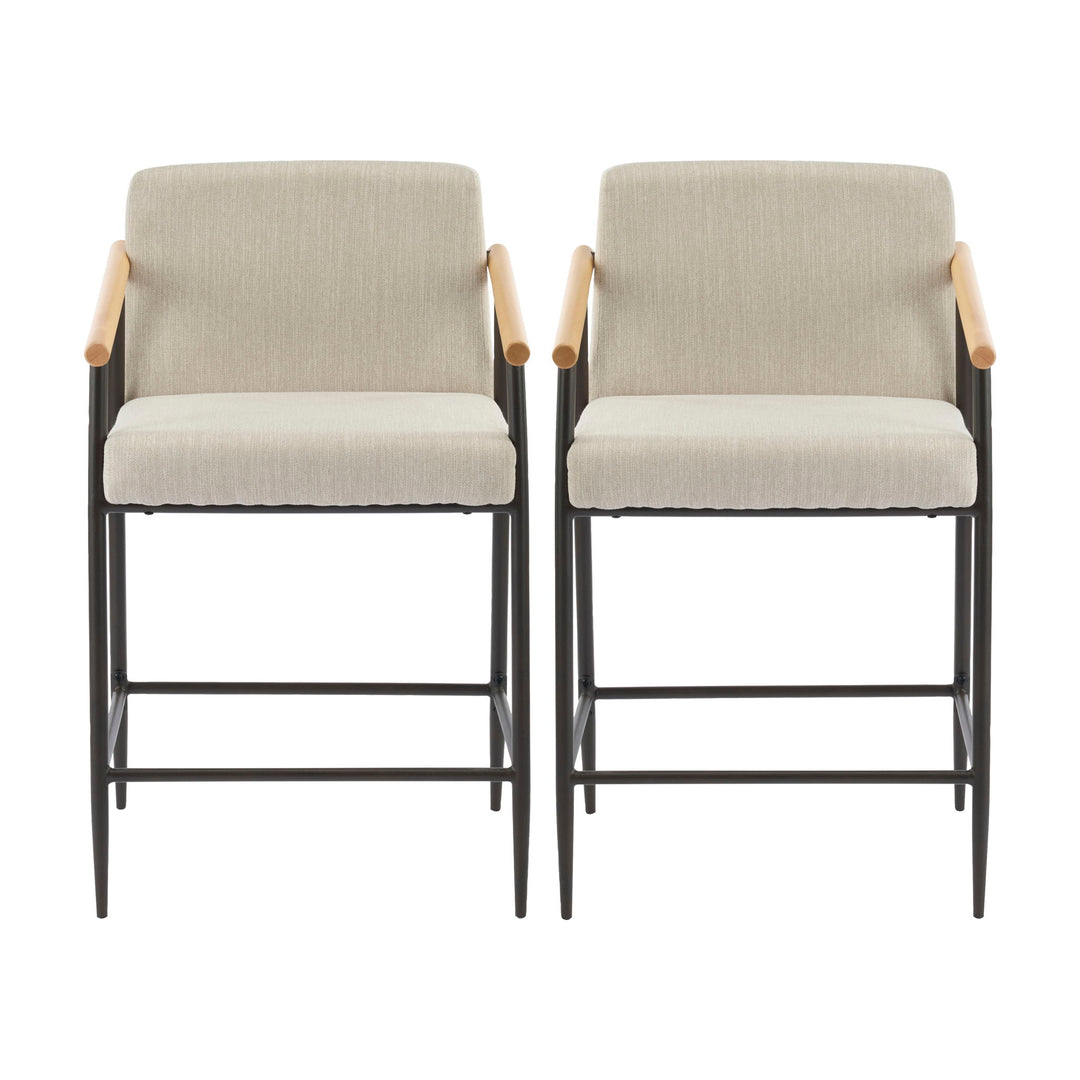 Mid Century Modern Counter Stool Set With Iron Frame