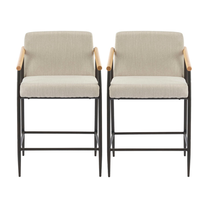 Mid Century Modern Counter Stool Set With Iron Frame