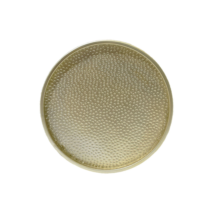 Modern Round Accent Table With Hammered Surface