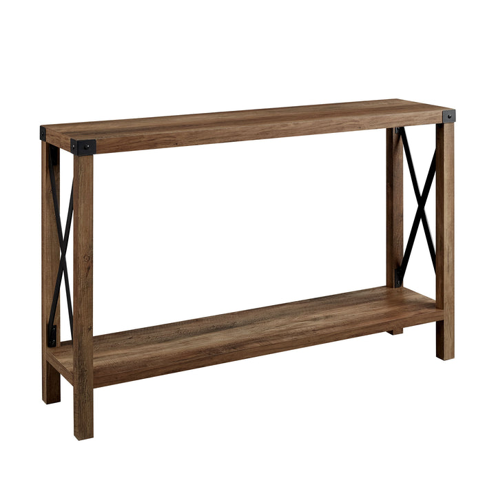 Farmhouse Metal X Table With Lower Shelf