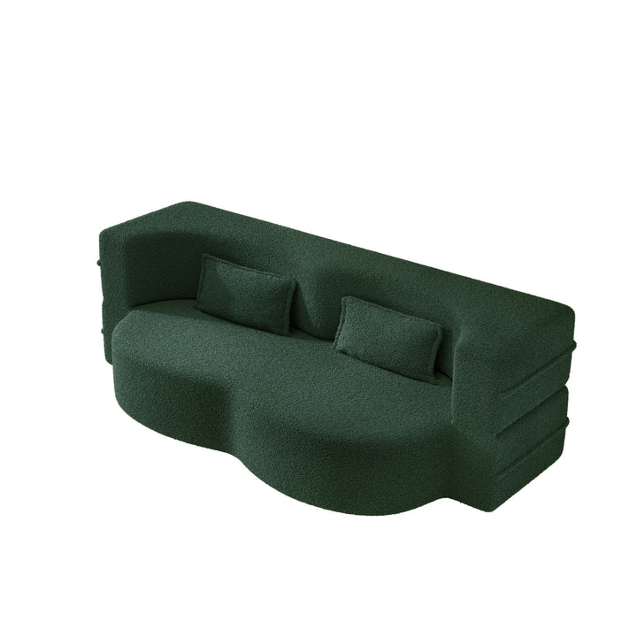 Modern Floor Sleeper Sofa Bed With 2 Pillows, Convertible Twin Size Folding Mattress For Living Room