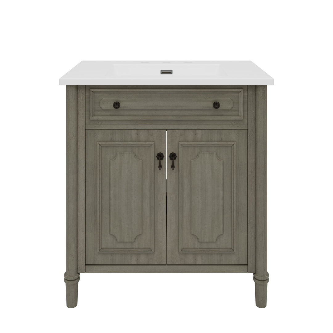 Vintage Bathroom Vanity With Sink, Rustic Cabinet With Soft Close Doors