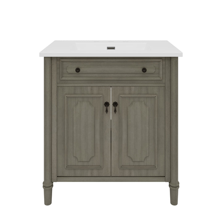 Vintage Bathroom Vanity With Sink, Rustic Cabinet With Soft Close Doors