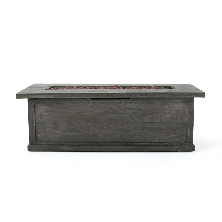 Transitional Rectangular Outdoor Propane Fire Pit With 50, 000 Btu