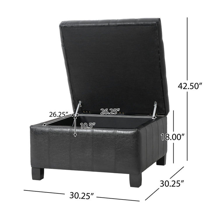 Square Tufted Indoor Ottoman With Lift-Top Storage