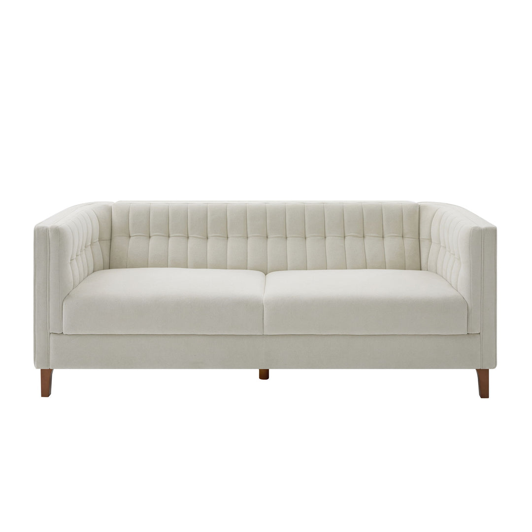 Modern 3 Seater Sofa, Upholstered Couch With Curved Armrests
